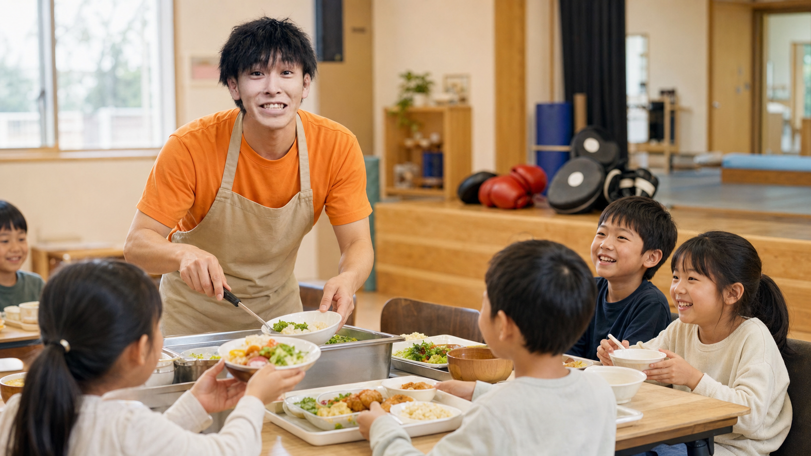 サイコ松本 子ども食堂×ボクシングの活動風景